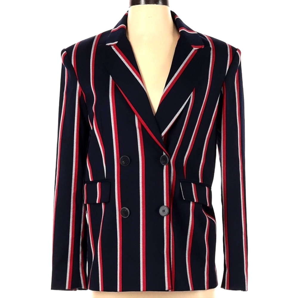 Nwots Mango Structured Striped Double Breasted Bl… - image 1